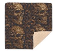 Baroque Skull Pattern Cute Foldable Baby Gym & Activity Mat for Floor Portable Baby Kick Crawling Mat for Baby Kids Toddlers Infants, 50'' x 50''