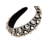 Baroque Sponge Rhinestone Headband for Bridesmaids, Vintage Elegant | Secure Setting, Easy Wear Design, Sparkling Charms, Parties and Pageants, One Piece, Long Hair Ready