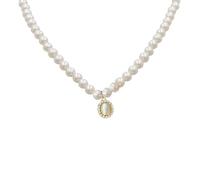 Baroque Style Gold Pearl Necklace Featuring Oval Pendant, Adjustable Length, Copper Alloy Chain, And Refined, Ideal For Casual And Formal Occasions
