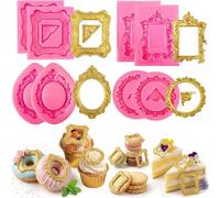 Baroque Style Silicone Frame Moulds,Photo Frame Mold Set,8 Pcs Vintage Picture Frame Molds for Chocolate,Fondant,Cake Decorating,Candy Making,Polymer Clay Crafts & Dessert Toppers