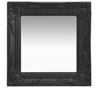 Baroque Style Wall Mirror 40 x 40 cm Black with Wooden Frame Square Wall Mounted Decorative Wall Decoration for Bathroom, Bedroom, Hallway, Wardrobe, Makeup and Cosmetic Mirror
