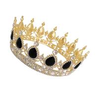 Baroque Teardrop Rhinestone Alloy Crown Hair Accessory | Black Finish, Crafted Workmanship, Comfortable Wear, High Toughness, Dance Parties and Special Occasions