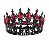 Baroque Tiara Headband Alloy Crown Headpiece Black Red