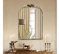 Baroque Wall Mirror Retro Hallway : 75 x 50cm Vintage Baroque Arched Brass Mirror Metal Edge Frame Antique Wall Mounted Mirrors Decoration for Entryway, Fireplace, Living Room, Hallway Table