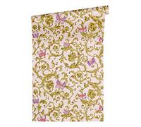 Baroque Wallpaper with Ornaments Versace 3 Non-Woven Wallpaper 10.05 m x 0.70 m Pink Green Gold Made in Germany 343254 34325-4