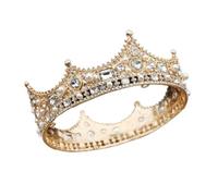Baroque Wedding Crown Crystal Corolla Exquisite Charming Headdress Beauty Pageant Bride Wedding Hair Accessories (Metal color : Silver White, Size : Crown) (Gold White Crown)