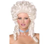 Smiffys Baroque Wig, White Shoulder Length with Ringlet Curls, Ladies Glamour Wigs Fancy Dress, Adult Dress Up Wigs Halloween