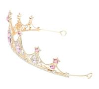 Baroque Women's Tiara Pink Alloy Rhinestone Crown for Weddings | Sturdy Long Wear, Fine Workmanship, Delicate Luxe Finish, One-piece Design for Stage Events