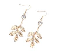 Baroques Rhinestones Dangle Earrings Hanging Leaf Ear Rings Sensitive Skin Friendly Metal Jewelry Dinner Party Accessory Elegant Evening Dangle Earrings