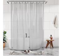 Barossa Design Extra Long Transparent Black Shower Curtain Cover with 3 Magnets, 183 cm x 213 cm XL Waterproof Lightweight PEVA for Bathroom Without PVC Metal Grommets