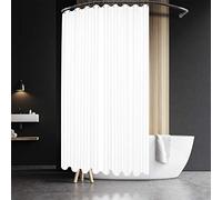 Barossa Design Extra Wide and Extra Long Waffle Weave Shower Curtain 108 x 84 inch, 230 GSM Heavy Fabric No Blowing, Water Repellent, Washable, Spa, White, 18 Holes