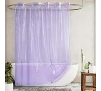 Barossa Design No Hook Clear Lavender Shower Curtain or Liner - Soft EVA 10G Extra Heavy Duty Shower Curtain with 3 Magnets for Bathroom, Standard Size 71" x 74", Clear Lavender
