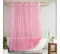 Barossa Design No Hook Clear Pink Shower Curtain or Liner - Soft EVA 10G Extra Heavy Duty Shower Curtain with 3 Magnets for Bathroom, Standard Size 71" x 74", Clear Pink