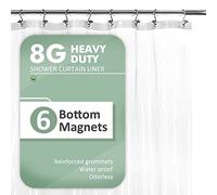 Barossa Design Shower curtain, inner curtain, short, with 6 weighted magnets, 183 x 168 cm, made of heavy-duty PEVA, waterproof, PVC-free, with 12 metal eyelets, transparent