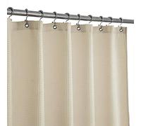 Barossa Design Stall Fabric Weave Waffle Shower Curtain 36 x 72 inch, Spa, Hotel Luxury Spa, 230 GSM Heavy Duty, Water Repellent, Washable, Cream, 36x72