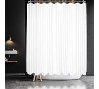 Barossa Design Waffle Weave Clawfoot Tub Shower Curtain 180 x 84 Inch Wrap Around - Extra Long & Extra Wide, Heavyweight Fabric, Washable, Water Repellent, with 36 Hooks Set, White, 180x84