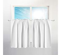 Barossa Design Waffle Weave Half Window Tier Curtains: Small Bathroom Window Curtains Waterproof with 36 inch Length Short Length for Cafe & Kitchen - White, 36"x36" for Each Panel, Set of 2