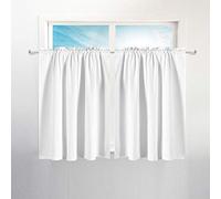 Barossa Design Waffle Weave Tier Curtains: 45 Inch Short Length for Small Window in Kitchen & Bathroom, Waterproof and Washable - White, 36"x45" for Each Panel, Set of 2