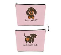 BARPER Dachshund Gifts Dog Makeup Bag, Sausage Dog Bag, Corgi Bag, Dog Lover Gifts for Women Dog Mom Bag Makeup Lover Gift Ideas Animal Lover Gift Weiner Dog, Pink Dachshund