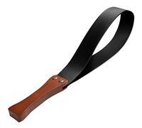 BARPOT Leather Paddle with Anti-Slip Wooden Handle, Riding Crops for Horses, 18.9'' Equestrianism Crops (Black)