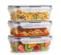 Barpre 3-Pack Food Storage Containers with Lids 1000ml - Airtight Leakproof Meal Prep Containers Reusable - Microwave, Freezer & Dishwasher Safe Plastic Lunch Box for Kitchen BPA Free