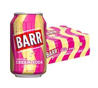 BARR 24 Pack American Cream Soda, Zero No Sugar Sparkling Soft Drink with a Creamy Taste of American Cream Soda Fizzy Pop, 24 x 330ml Cans