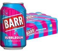 BARR 24 Pack Blue Bubblegum Zero No Sugar Flavoured Fizzy Drink, Sparkling Fizzy Pop, 24 x 330ml Cans