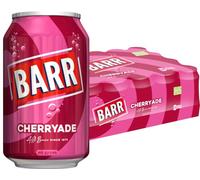 BARR 24 Pack Cherryade, Zero No Sugar Cherry Flavoured Fizzy Drink Cans, Sparkling Fizzy Pop, 24 x 330ml Cans