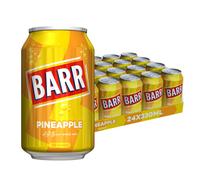 BARR 24 Pack Sparkling Pineapple Soda, Zero No Sugar Pineapple Flavoured Fizzy Drink, Sparkling Fizzy Pop, 24 x 330ml Cans