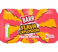 BARR Flava Explosion Peach Punch No Sugar Sparkling Soft Drink Multipack 6 x 330ml Cans
