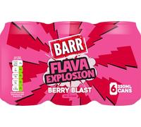 Barr Flava Explosions Berry Blast Sparkling Soft Drink, 6 Pack, 330ml Cans