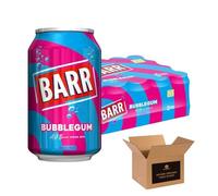BARR No Sugar Fizzy Soft Drink Cans - Variety Flavours Bubblegum, Pineapple, Cream Soda, Cherryade, Orangeade, Lemonade & More - Zero Sugar Carbonated Drinks | 24 x 330ml (Bubblegum No Sugar)