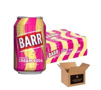 BARR No Sugar Fizzy Soft Drink Cans - Variety Flavours Bubblegum, Pineapple, Cream Soda, Cherryade, Orangeade, Lemonade & More - Zero Sugar Carbonated Drinks | 24 x 330ml (American Cream Soda)