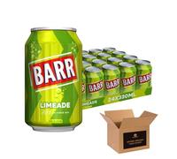BARR No Sugar Fizzy Soft Drink Cans - Variety Flavours Bubblegum, Pineapple, Cream Soda, Cherryade, Orangeade, Lemonade & More - Zero Sugar Carbonated Drinks | 24 x 330ml (Limeade, No Sugar)