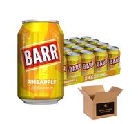 BARR No Sugar Fizzy Soft Drink Cans - Variety Flavours Bubblegum, Pineapple, Cream Soda, Cherryade, Orangeade, Lemonade & More - Zero Sugar Carbonated Drinks | 24 x 330ml (Pineapple No Sugar)