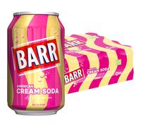 BARR since 1875 24 Pack American Cream Soda Zero No Sugar Sparkling Soft Drink with Creamy Taste American Cream Soda Fizzingly Fun 24 x 330 ml Cans