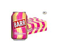BARR since 1875 24 Pack American Cream Soda Zero No Sugar Sparkling Soft Drink with Creamy Taste of American Cream Soda Fizzingly Fun 24 x 330 ml Cans