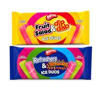 Barratt Dip Dab & Refreshers Ice Duos Ice Lollies - 8 x 80ml Frozen Ice Pops - Dual Flavour Freezer Treats - Classic Retro Sweet Inspired Summer Snacks - 2 Packs (1 x Dip Dab & 1 x Refreshers)