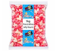 Barratt Pink & White Jelly Hearts 1kg Bulk Bag | Soft Chewy Gums for Valentines, Sharing & Sweet Tables