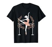 Barre Class Woman Arabesque Botanical Minimalist Line Art T-Shirt