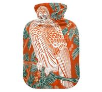 Barred Owl Scallions Chinese Elaborate-Style Painting Cute hot Water Bottle with Soft Cover, 1L hot Water Bag for Arthritis, Arthritis