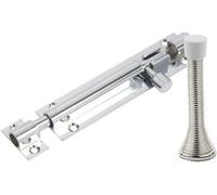 Barrel Bolt Straight 100mm X 25mm (4 X 1 Inch) Chrome With Doorstop Pack Of 1