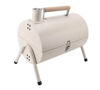 Barrel Charcoal Grill, BBQ Grill Double Sided Portable Charcoal Grill with Nearly Cooking Grid Area for Outdoor Backyard, Patio and Parties (White Without Baking Tray)