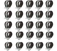 Barrel clamp, 30 PCS, 304 Stainless Steel Rubber Cushion Hose Clips Pipe Clamp,U Clamps Metal Cable Kit P(28mm)