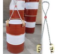 Barrel Clamp Forklift Accessories Lifting with Hook, 1-Ton / 2-Ton Chain Drum Lifter for 55 Gallon Pail, Superhandy Rigging Handling Equipment Vertical(2-Leg(1000kg/2204LBS))