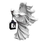 Barrel Halloween Witch Ornament with Energy Saving Resin Statue for Garden Courtyard White-Solar Small Ornament (White, One Size)