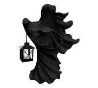 Barrel Halloween Witch Ornament with Energy Saving Resin Statue for Garden Courtyard White-Solar Small Ornament (Black, One Size)