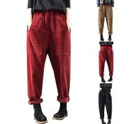 Barrel Leg Trousers Womens, Corduroy Pants Loose Comfortable Warm Velet Pants With Pockets Loose Fit Sweatpants Casual Stretch Waist Trouser Autumn And Winter Fashion Thick Lounge Trousers