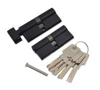 Barrel Lock 1 Pcs Black Pure Brass Mortise Door Lock Cylinder Core Gall Repair Parts + 5 Keys 70mm/80mm/90mm(70mm Double Open)