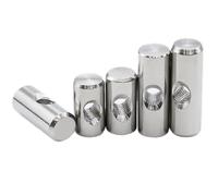 Barrel Nuts, 304 Stainless Steel Cylindrical Pin Cross Hole Dowel Nuts Silver Multiple Sizes Pack Of 5(M6 10x16)